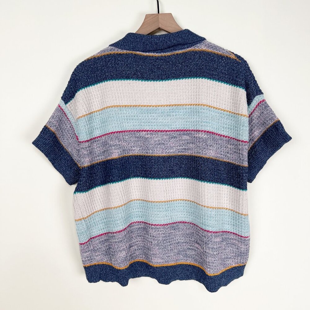 Anthropologie Knit Polo Top Nautical Boho Coastal Cowgirl Oversized Relaxed Fit - Picture 9 of 10